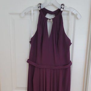 Davids Bridal Gown, Halter Neckline with Rhinestones, Size 10, Color: Plum